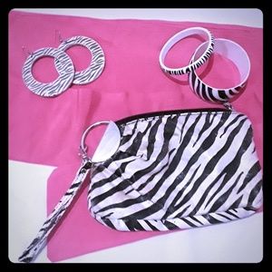 Zebra Print Clutch Purse Set